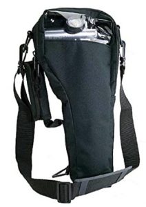 Portable oxygen tank in carrying bag